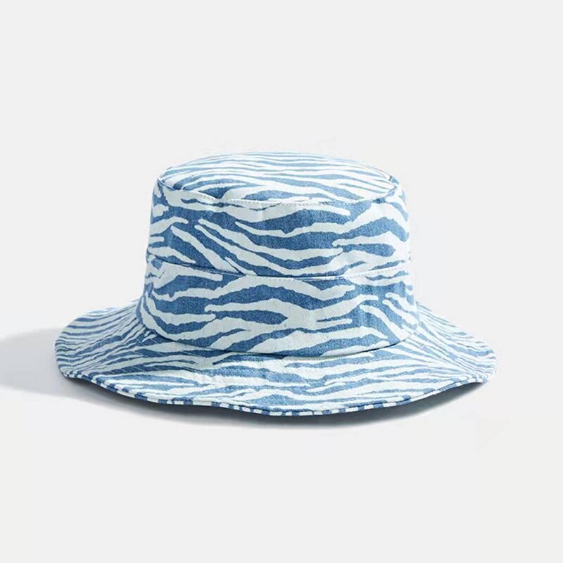 Sombrero de sol con estampado de cebra para mujer, sombrero de pescador con estampado de cebra, Anti-UV, para exteriores,: B blue-white