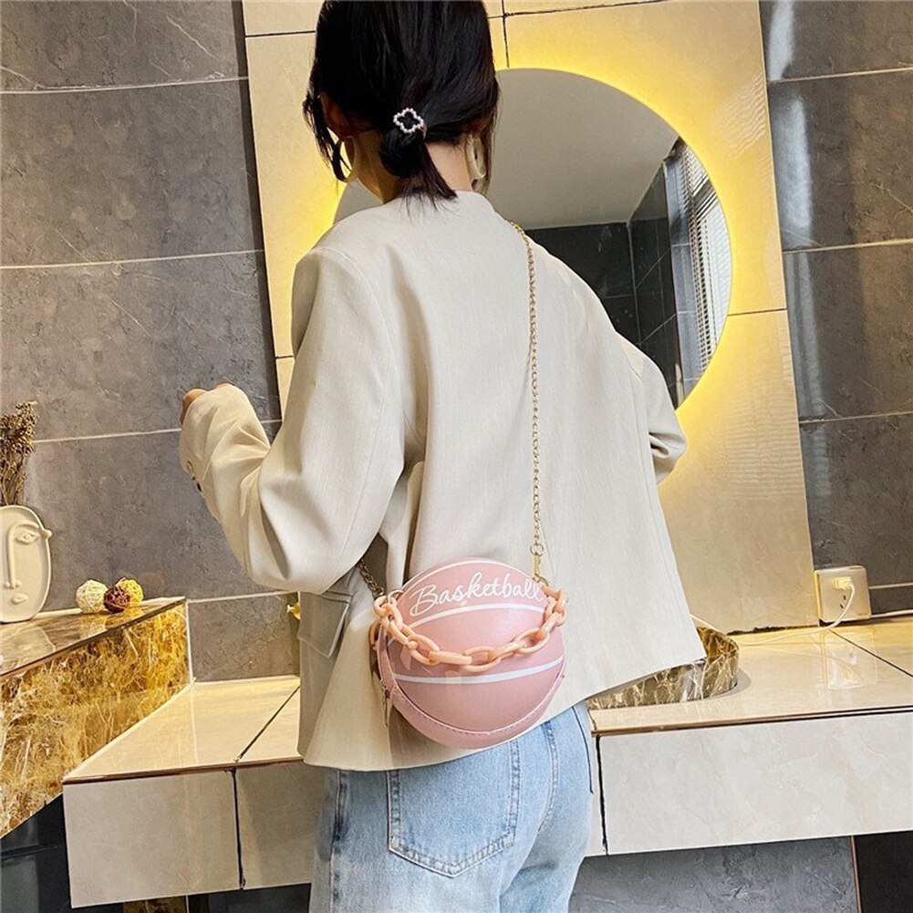 Personality Basketball Purses For Teenagers Women Shoulder Bags Chain Hand Bags Female Leather Pink Bag Small Totes