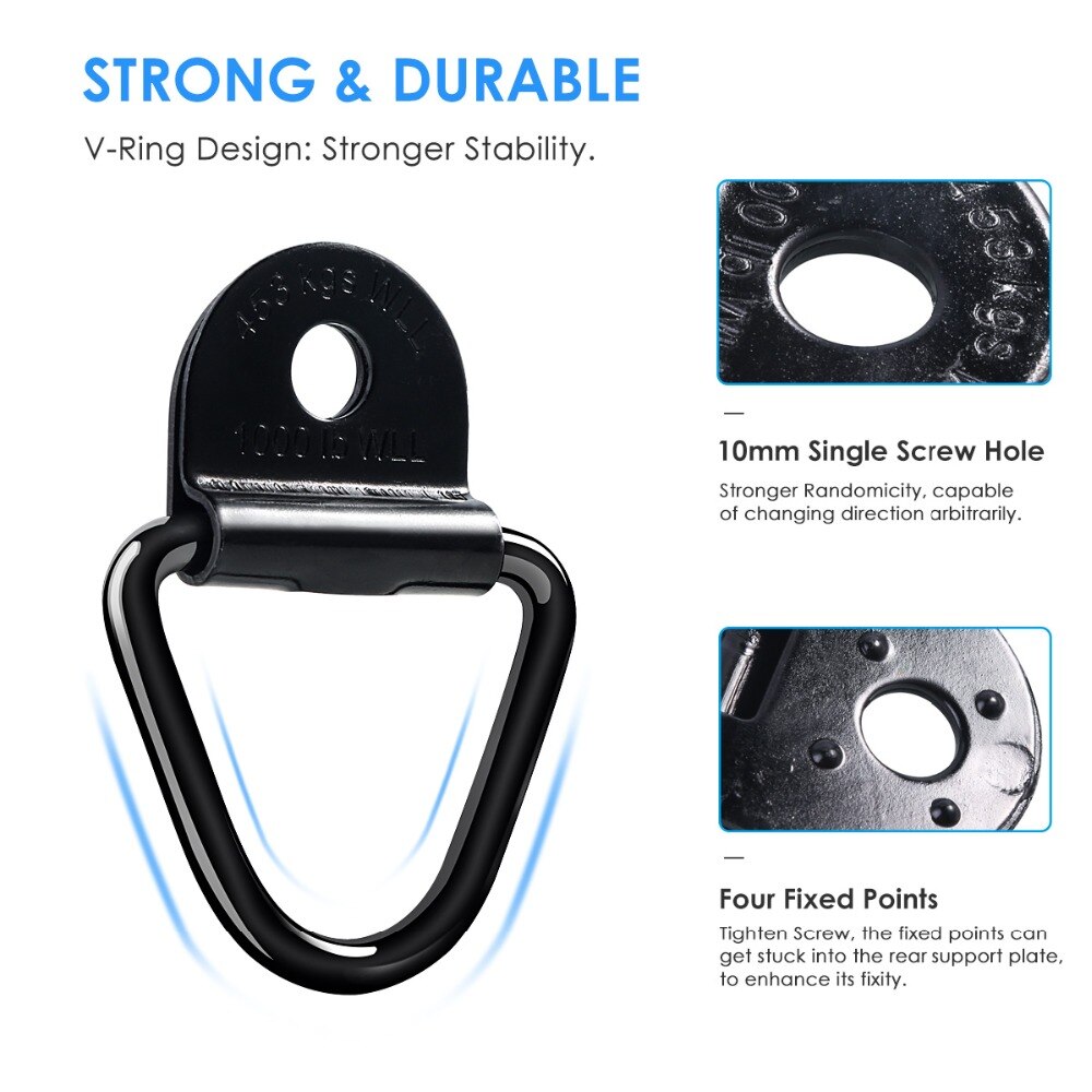 8Pcs Cargo Tie-Down Anchors V-Ring Trailer Anchor Replacement for truck bed and back door freight car trailers SUV warehouses