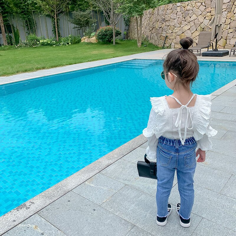 MILANCEL, ropa de otoño para niñas, camisa de estilo de encaje para niñas, camisa blanca con mangas de volantes para niñas, tops base para niños