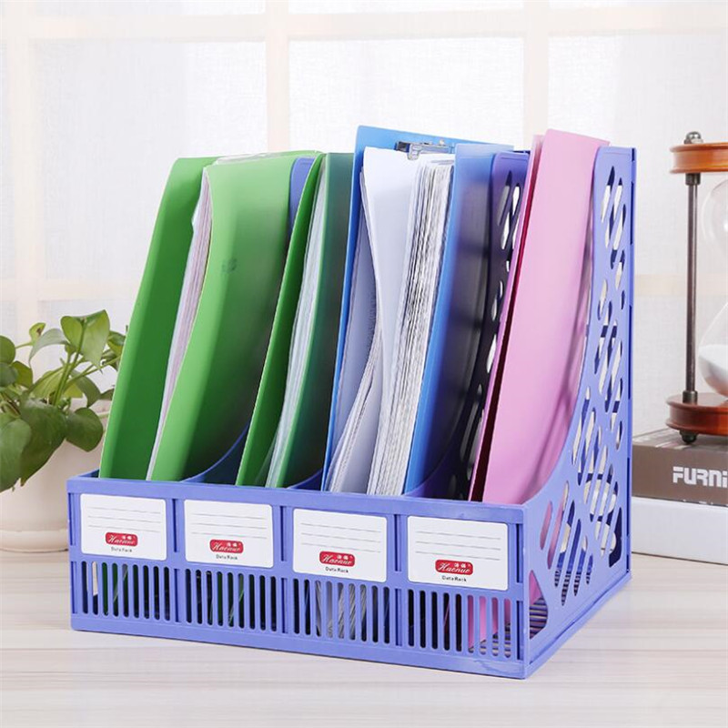 30.5x25.7x30cm Four Grid File Holder Desk Organiser Office File Column PP Plastic Data Frame File Holder Storage