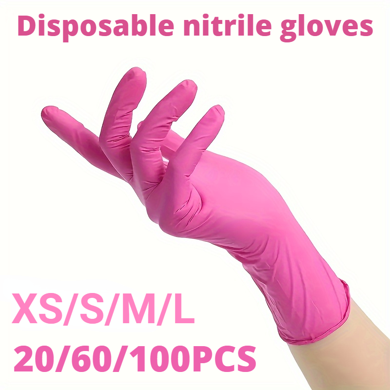 XS/S/M/L guantes de nitrilo rosa guantes desechables para el hogar elástico sin látex impermeable duradero herramienta de limpieza multifuncional