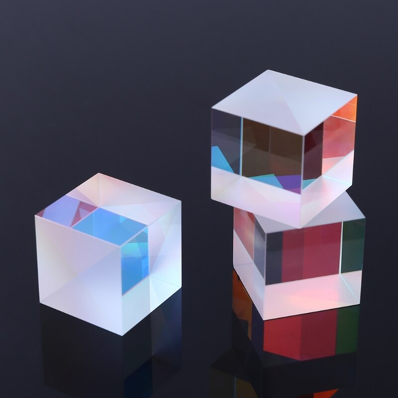 Colorful Combiner Splitter Cross Dichroic Cube RGB Prism Optical Glass Triangular Prism for Teaching Light Spectrum Physics 20mm