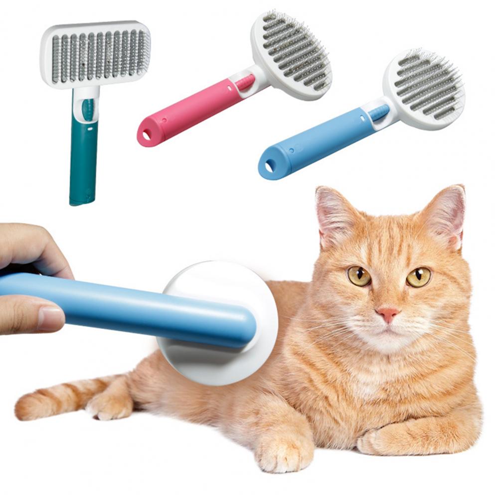 Brosse de Massage en acier inoxydable pour animaux de compagnie, peigne incliné, dents, facile à utiliser, brosse de toilettage pour chat