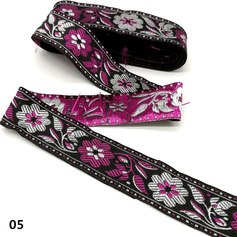 3 Yards Vintage Flower Ethnic Embroidery Lace Ribbon Boho Lace Trim DIY Clothes Bag Accessories Embroidered Fabric: 05
