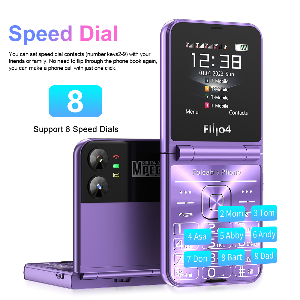 Servo flilo4 dobrável telefone móvel 4 sim em espera magia voz velocidade dial chamada gravação mp4 player lanterna 2g flip celulares