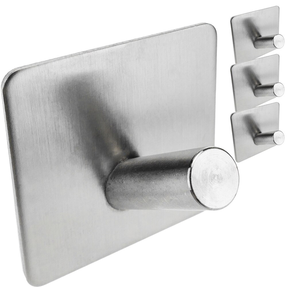 Primematik-Rvs Muur Kapstok. Kleerhanger En Handdoekenrek Met 1 Haak Geneigd 4-Pack