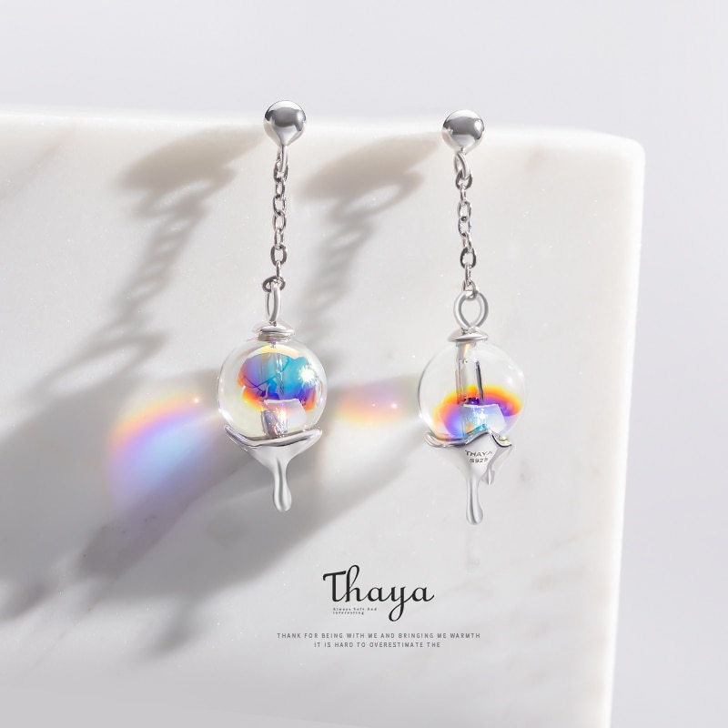 Thaya Regenbogen Blase Ohrringe Wasser Tropfen Ohrringe 925 Silber für Frauen Original