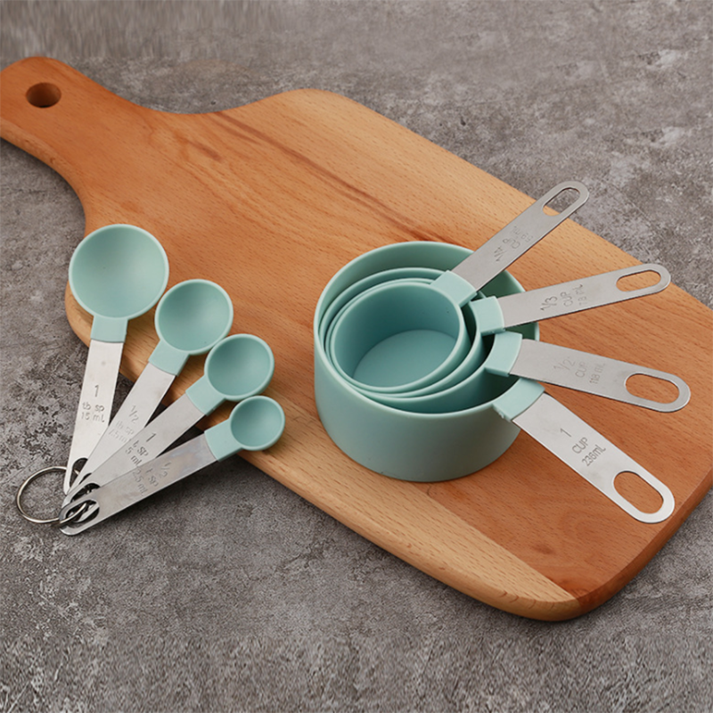4Pcs/8Pcs Messbecher und Löffel Mehrzweck Löffel Tasse Messung Werkzeug Backen Zubehör Edelstahl Griff Küche gadget