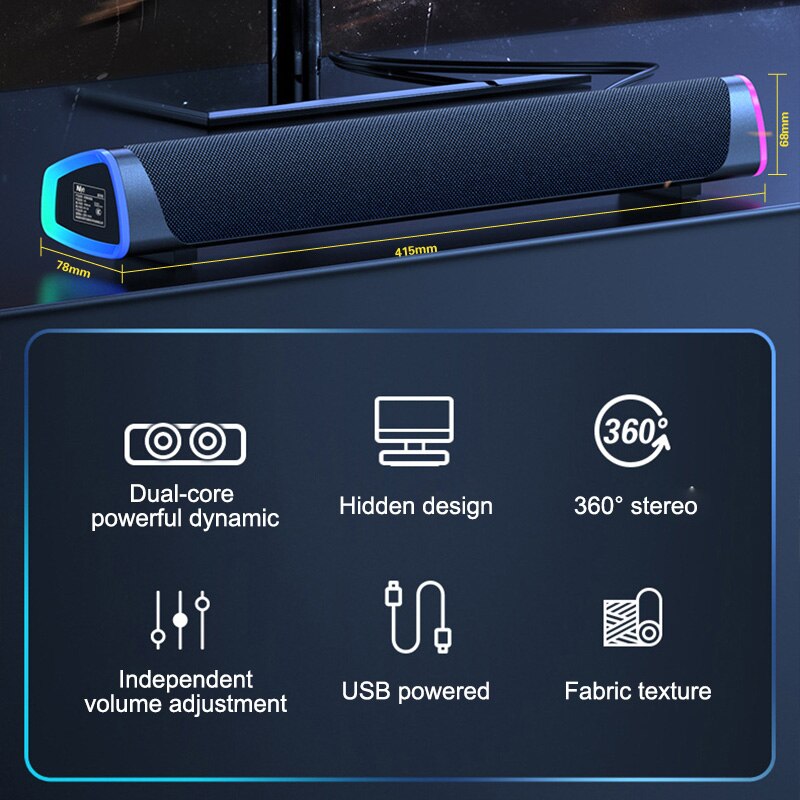 Soundbar tv høyttaler bluetooth aux usb fm radio kablet hjemmekino surround for pc tv høyttaler datamaskin soundbar