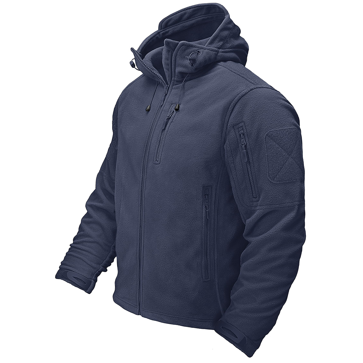 TACVASEN Herbst-Winter-Herren-Fleecejacke mit Kapuze, durchgehender Reißverschluss, weicher, wärmender, winddichter Mantel, draußen, Arbeiten, Wandern, Angeln, Oberbekleidung: XXL / Blau