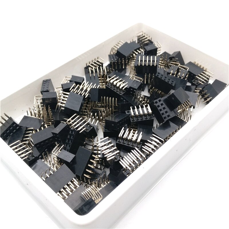 100pcs 2.54mm 2X5 Pin Right Angle double Row Female Pin Header Connector