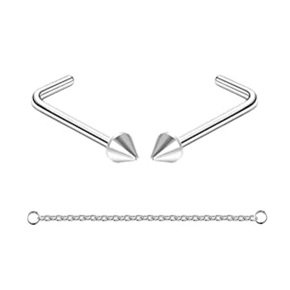Anneaux de nez en chaîne pour femmes et hommes, Piercing, Double avec chaîne, clous, 20G: green / Plaqué de cuivre antique