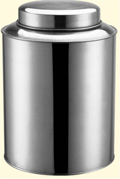 Thick golden stainless steel tea cans storage box barrel for loose Chinese tea metal tea caddies sealed walnut canister: for 250g tea / silver