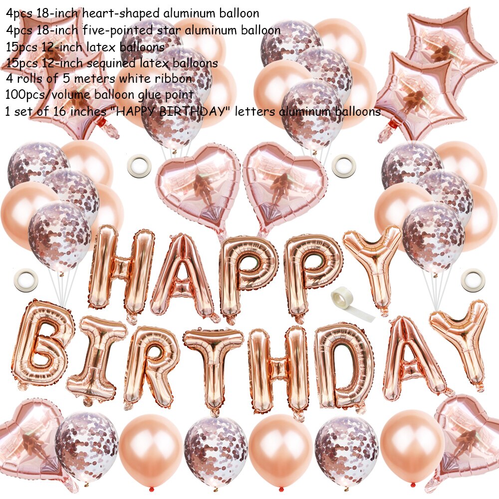 1Set lettre joyeux anniversaire ballon fête d'anniversaire décoration enfants événement fournitures ballons d'air bébé douche feuille Balon Alphabet: Silver combination-4