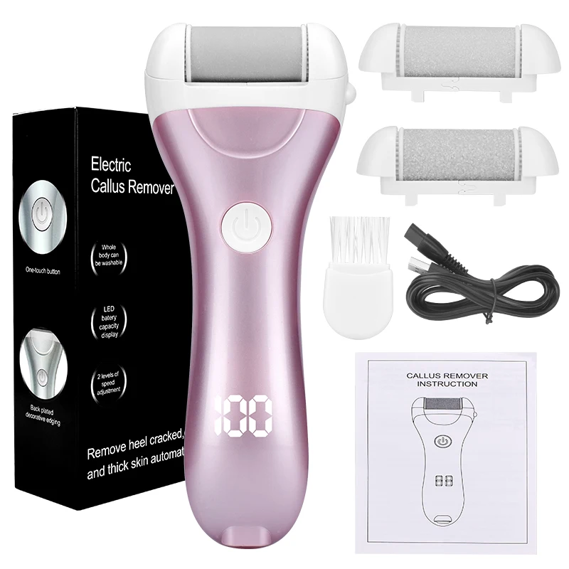 Elektrische Pedicure Voet Bestand USB Oplaadbare Power Display, 3 stks Slijpen Peeling Vervanging Hoofden Voor Hiel Eelt Remover