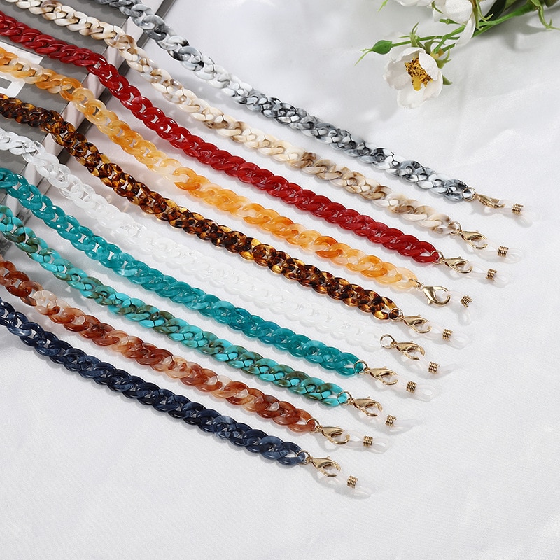 Trendy Small Acrylic Glasses Chains Lanyard Hang Mask Chain Sunglasses Cord Holder Neck Strap Rope Accessory for Women Girl