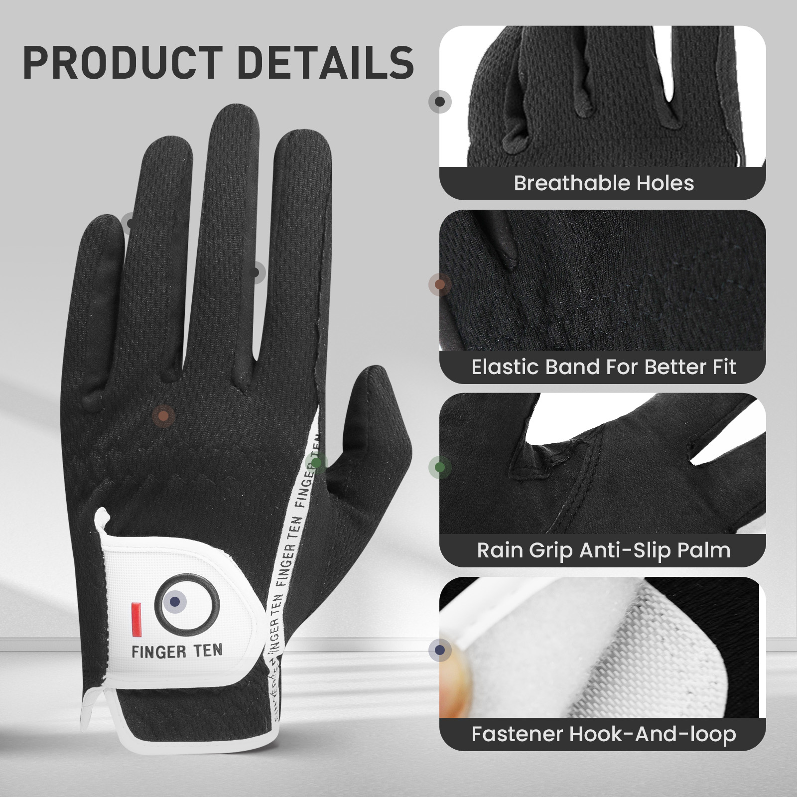 Linkerhand Rechterhand Golf Handschoenen Mannen 3 Stuks Prestaties Mesh Antislip Zachte Micro Ademend Zwart Grijs Groen Handschoen