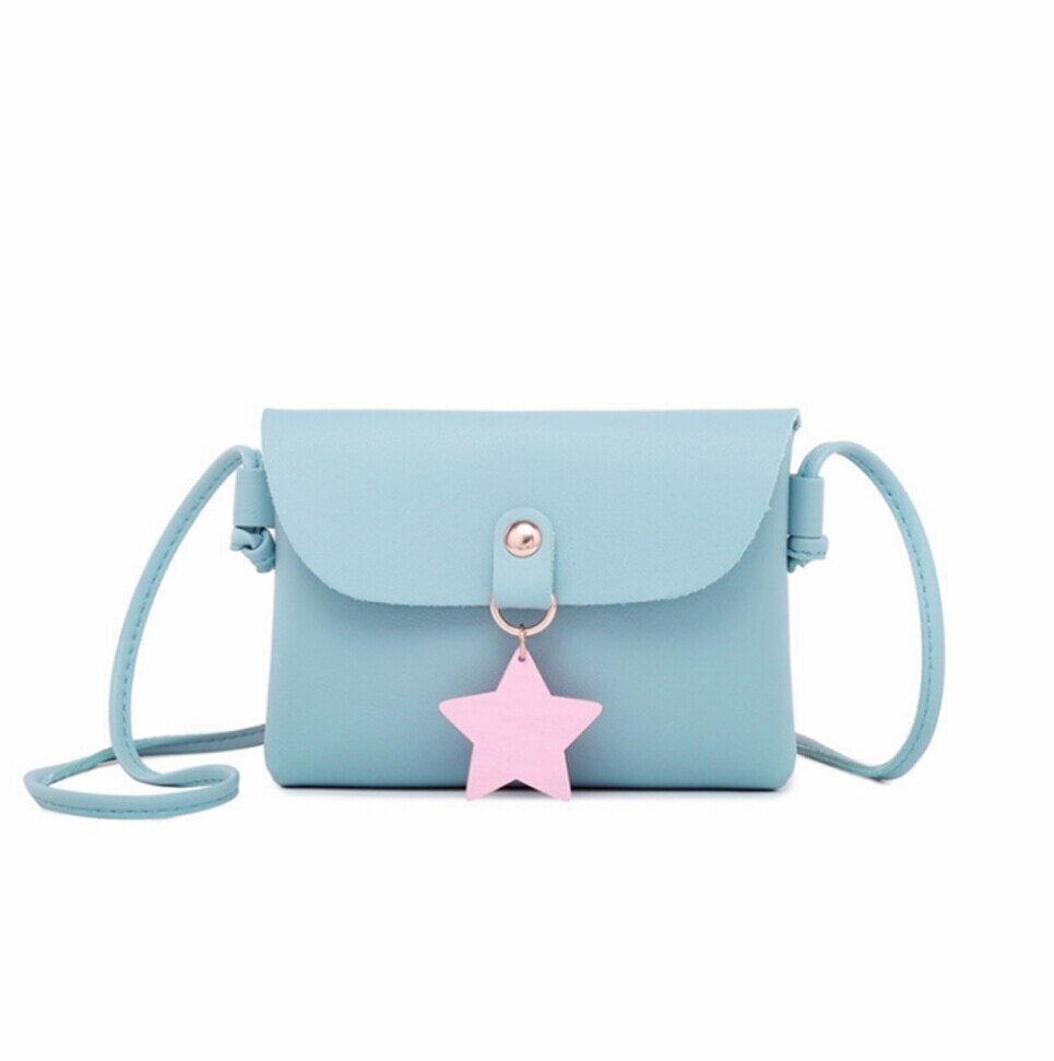 Kvinnor barn all-match nyckelmynt pursepu läder mini crossbody väska axelväskor handväska härlig: Blå