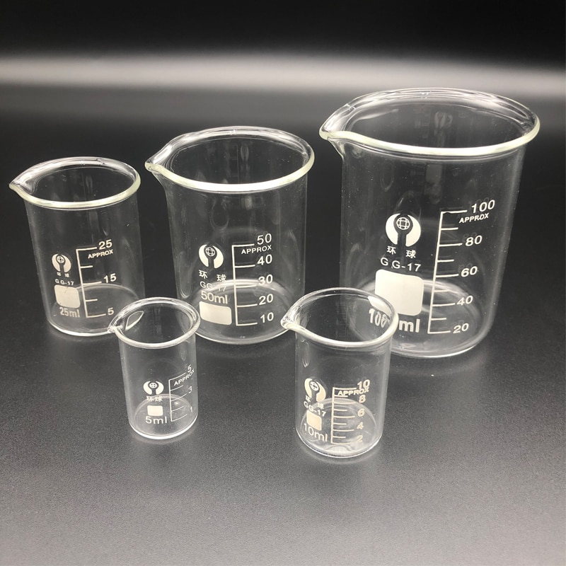 Vaso medidor de vidrio borosilicato, recipiente de laboratorio, 5/10/25/50/100mL