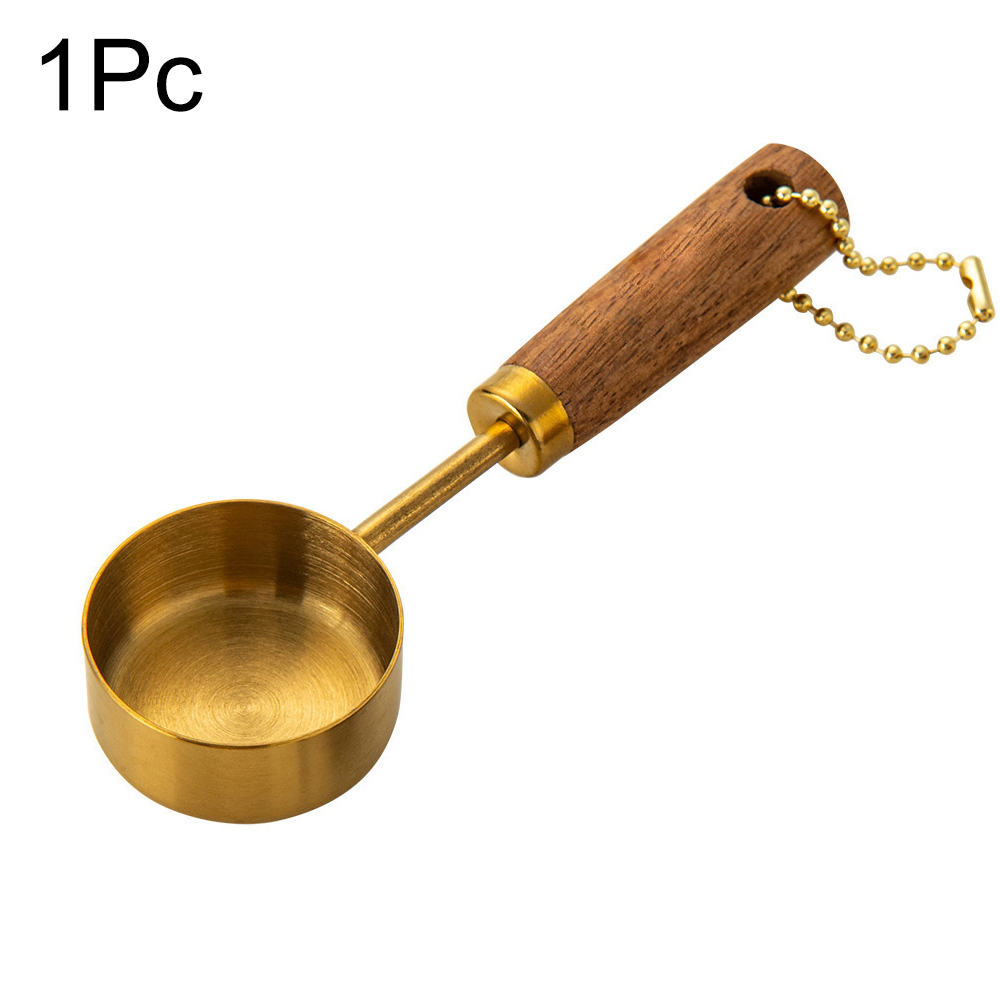 Gold Holzgriff Edelstahl Messbecher Löffel Backwerkzeuge Kaffee Messlöffel Set Barkeeper Maßstab Zubehör