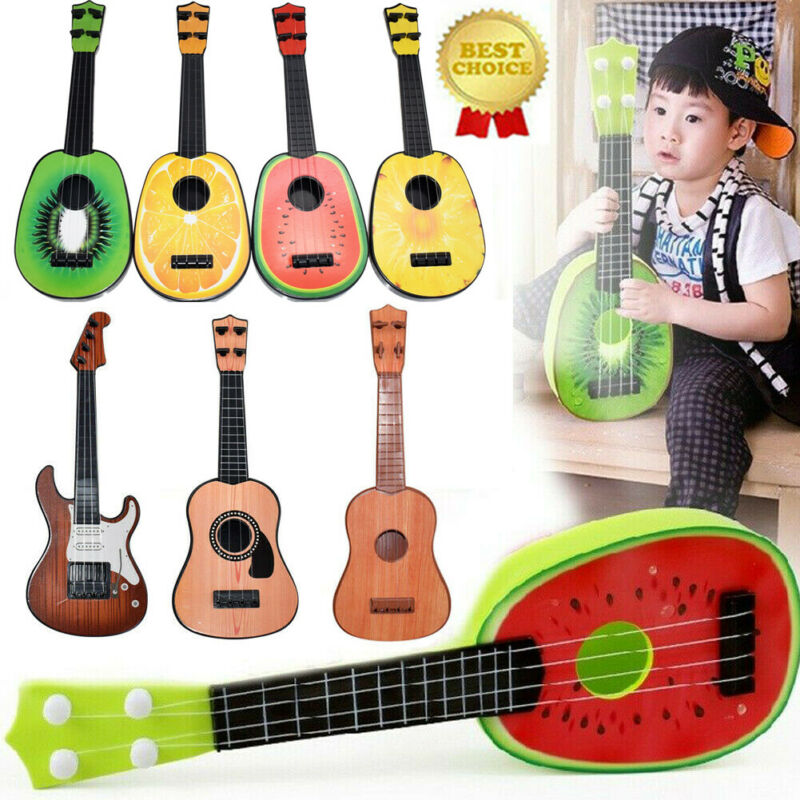 Kinderen Kids Leren Gitaar 4 String Ukulele Leuke Mini Fruit Kan Spelen Eenvoudige Muzikale Ukulele Speelgoed