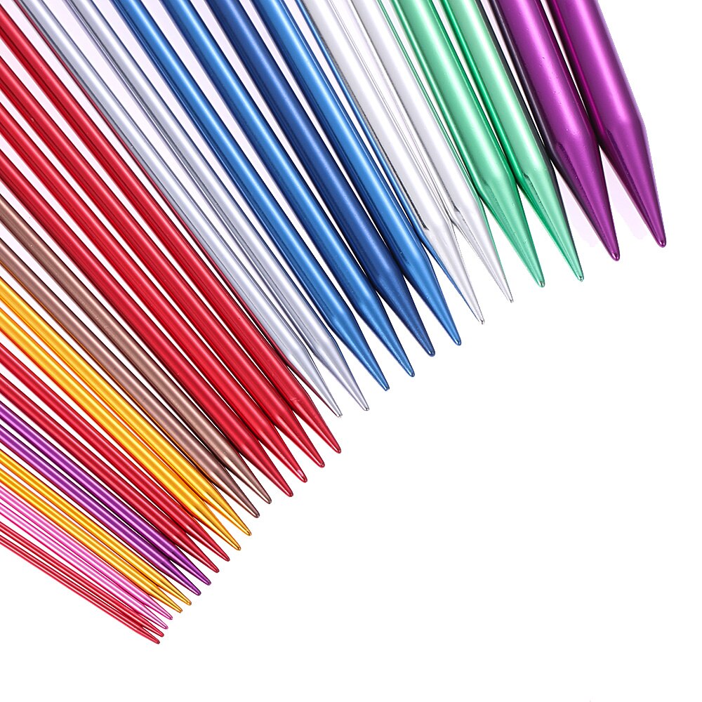 2Pcs/Set 35CM 2.0-12MM Single Pointed Knitting Needles Aluminum Straight Pins Sweater Scarf Weaving Tool Sewing Accessories