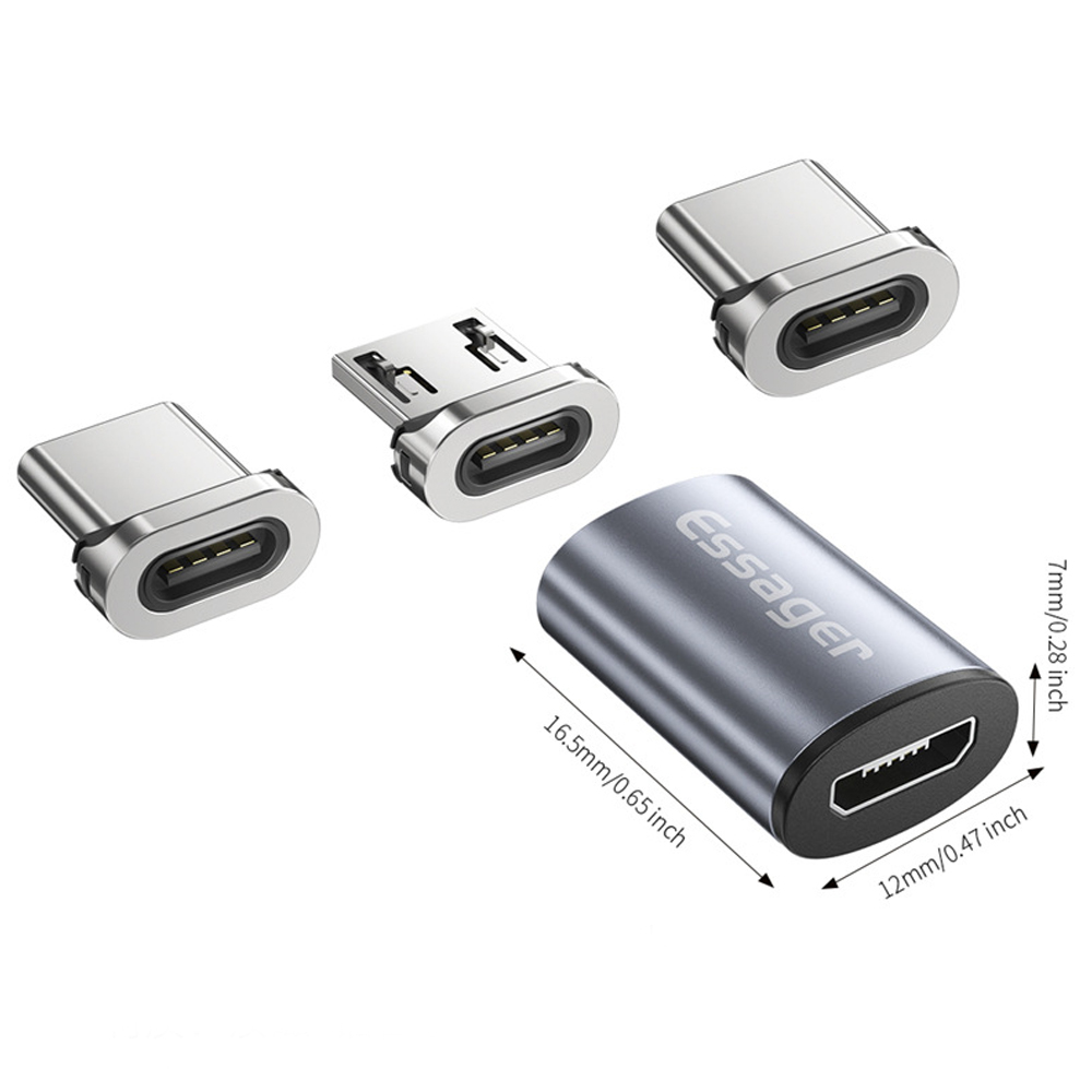 Magnetische USB Adapter - Micro USB Type-C Tips - Android Telefoon Datatransfer Kabel Converter