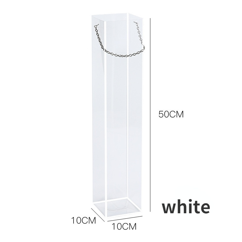 Hand-held transparent box Wedding decoration goddess Valentine's Day Mother's Day flower bouquet rose flower box: white  1pcs