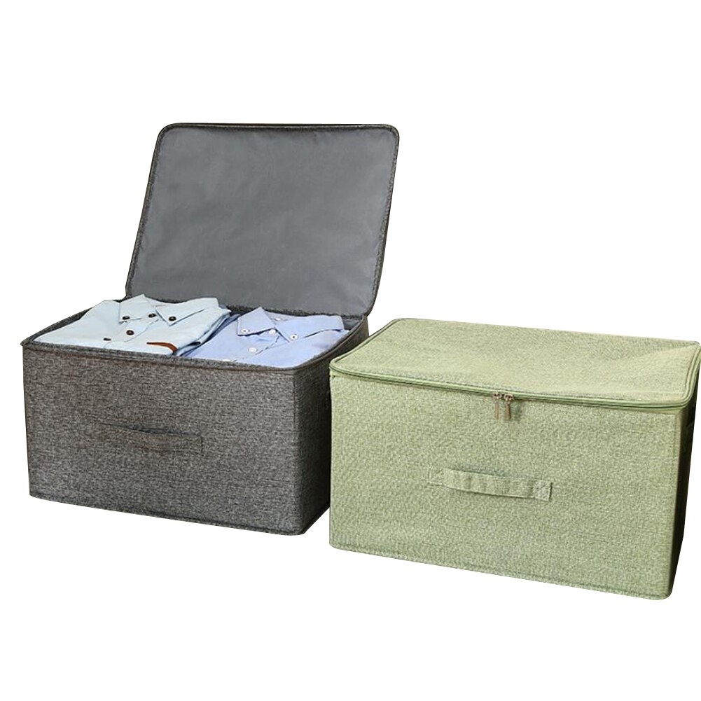 Lynlås tøj opbevaring organisatorer bomuld linned opbevaringsboks lynlås organisator foldbar opbevaringskasse opbevaringskasser med låg