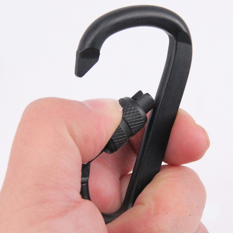 1Pc 7cm Aluminium Legierung Karabiner Schwarz D-Ring Schlüssel Kette Clip Camping Schlüsselanhänger schnappen Haken draussen Reise Bausatz GYH