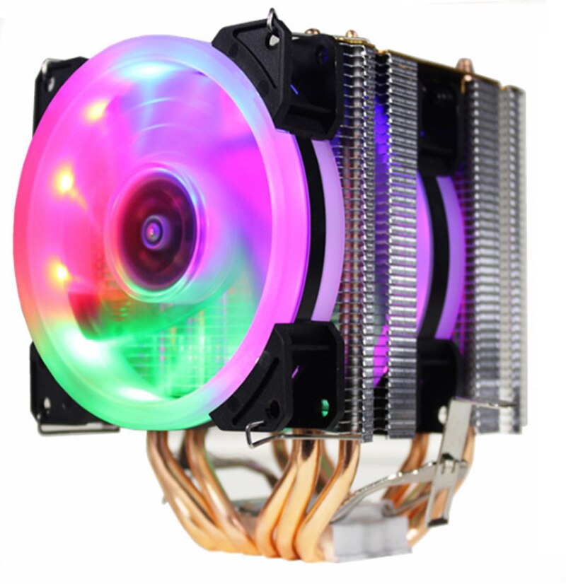 CPU Cooler 6 Heat-Pipes Dual-Tower Cooling 9cm RGB Fan LED Fan Support 3 Fans 3PIN CPU Fan For AMD And For Intel: 2 Fan LED 4pin