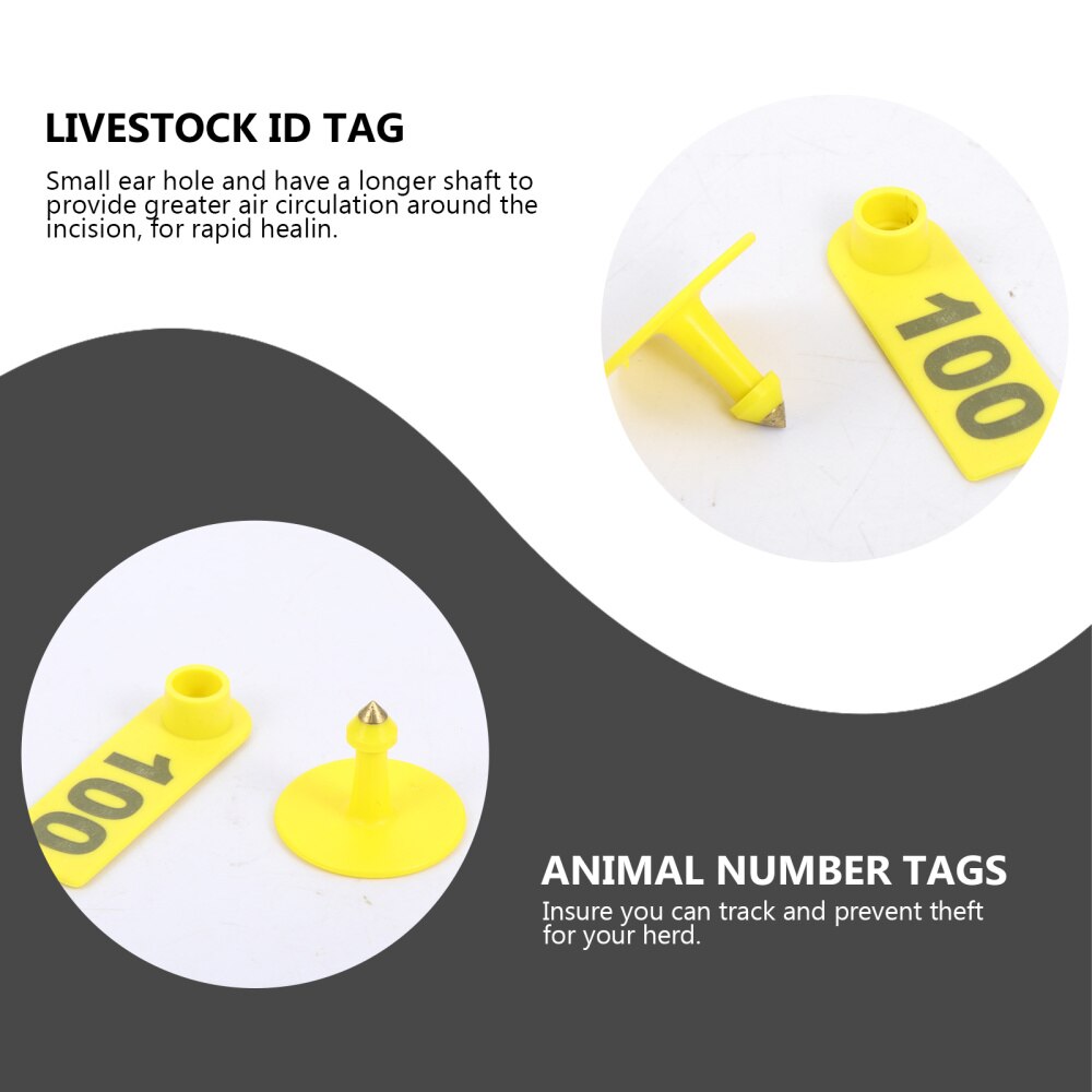 100pcs Animal Numbered Number Tags Identification Tags ID Tag Ear Tag Signs Ear Tags for Herd Livestock Pigs Cattle