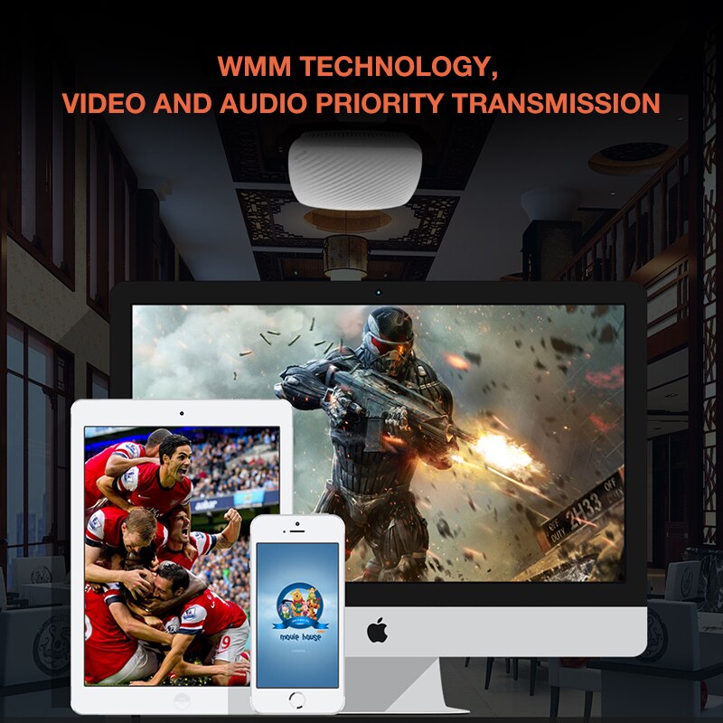 Tenda i9 300Mbps Ceiling Wireless WiFi Access Point Indoor AP Wi-Fi Repeater Extender Router with 9W 802.3af POE Power Adapter