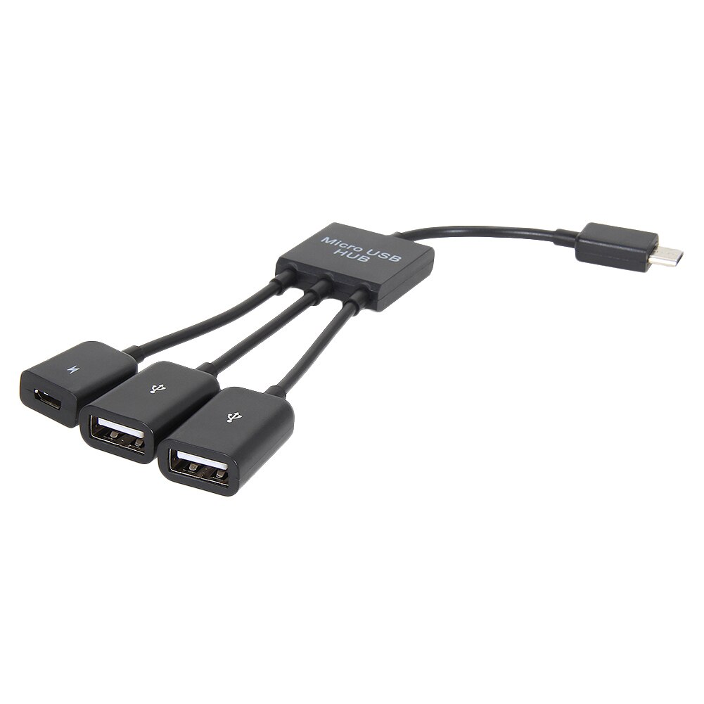 Voor samsung 3- in- 1 mannelijke naar vrouwelijke dubbele micro usb 2.0 host otg hub-adapterkabel voor toetsenbord, muis, kaartlezer, telefoon, tablet voor dell