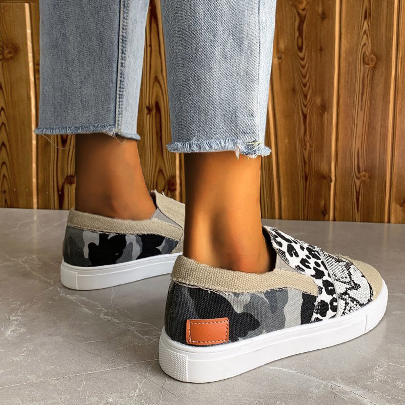 Baskets en toile de pour femmes, chaussures d'extérieur plates, grande taille,