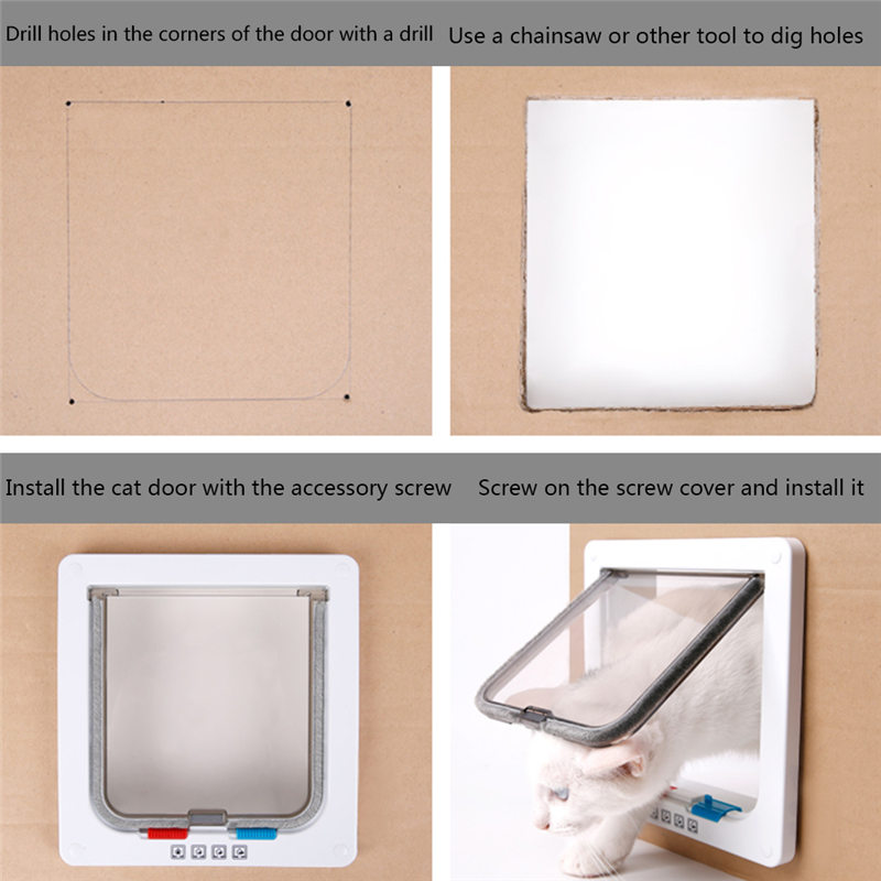 Intelligent Control Pet Cat Gate Dogs Door ABS Safe Animal Small Pet Cat Dog Gate Pet Supplies Flap Door Pet Product Kitten Door