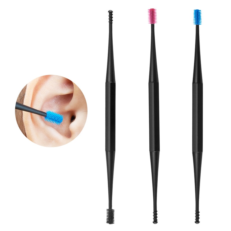 Mode Zachte Siliconen Oor Pick Double-End Earpick Ear Wax Curette Remover Oorreiniger Lepel Spiraal Oor Clean Tool spiraal