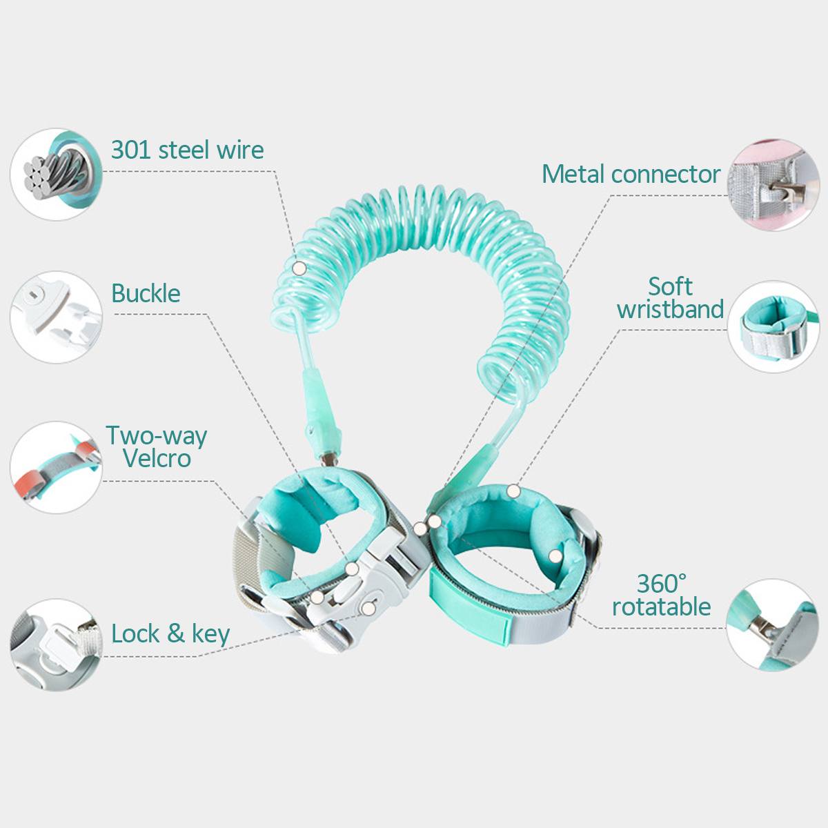 Bracelet de sécurité pour enfants, laisse anti-perte, réglable, au poignet, corde de traction, pour bébés et enfants en bas âge