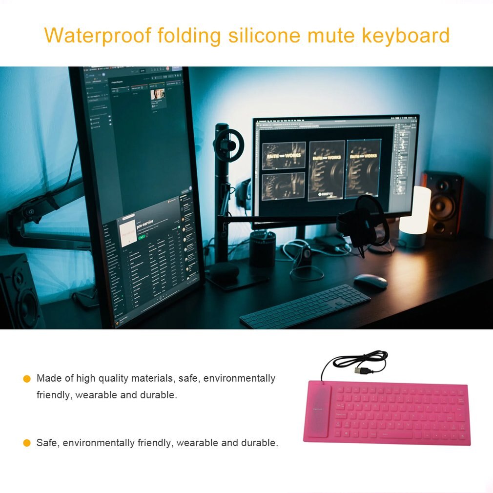 Portable USB Keyboard Flexible Water Resistant Soft Silicone Gaming keyboard for Tablet Computer Laptop PC
