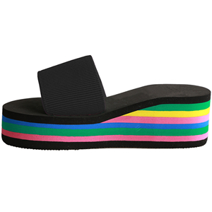 Sommer kvindesko platform badetøfler kile strandflip flops højhælede hjemmesko til kvinder mærke sort eva damesko: Sort / 35