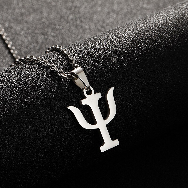 For Personality Psychology PSI Symbol Necklace Fine Polished Ladies Stainless Steel Pendant