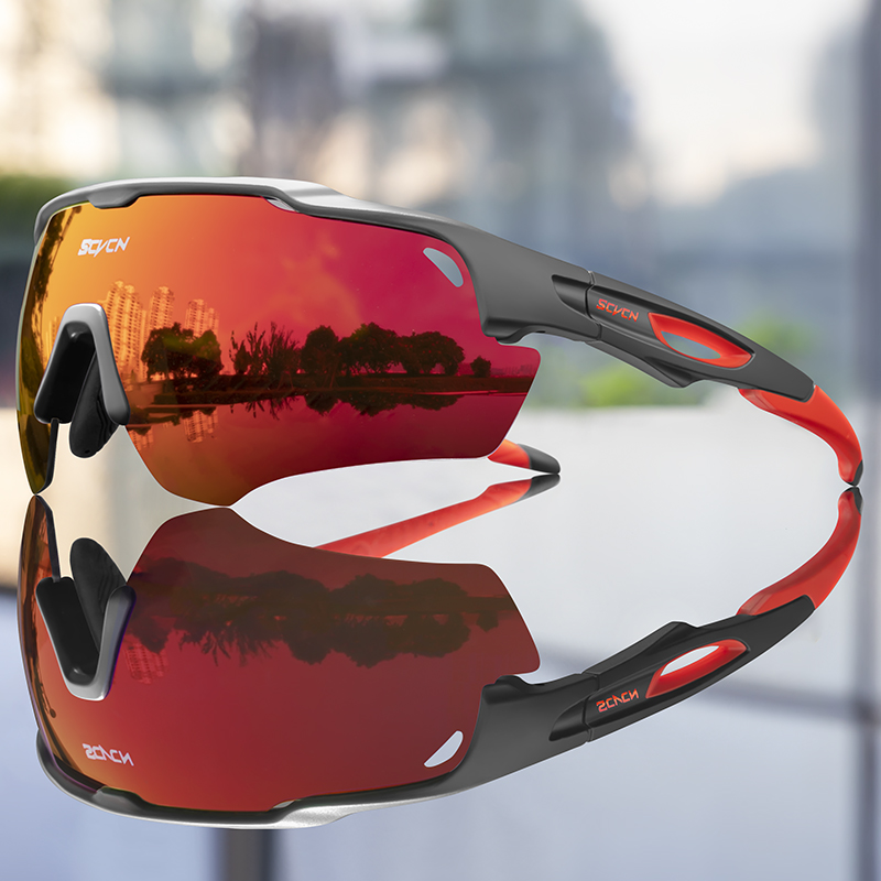 SCVCN Fietszonnebril Heren Dames Mtb Fietsbril UV400 Gepolariseerde Visserijbeschermingsbril Meekleurende Fietsbril: Roze / Black