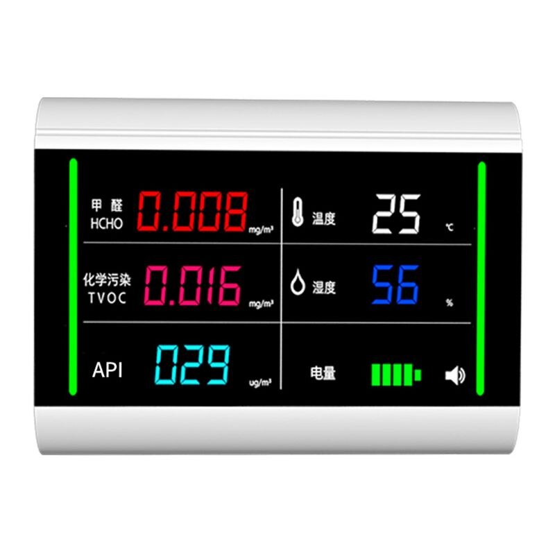 5-In-1 USB Rechargeable Air Monitor Benzene HCHO TVOC LCD Digital Display Humidity Temperature Detector