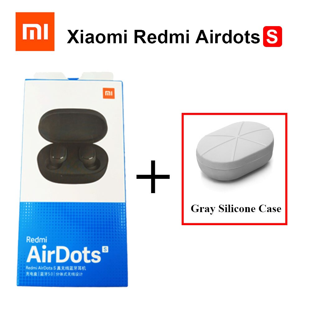 Original Xiaomi Redmi Airdots S TWS Bluetooth 5.0 Earphone Stereo Bass With Mic Handsfree Earbuds Noise reduction TWSEJ05LS: Add Gray Case