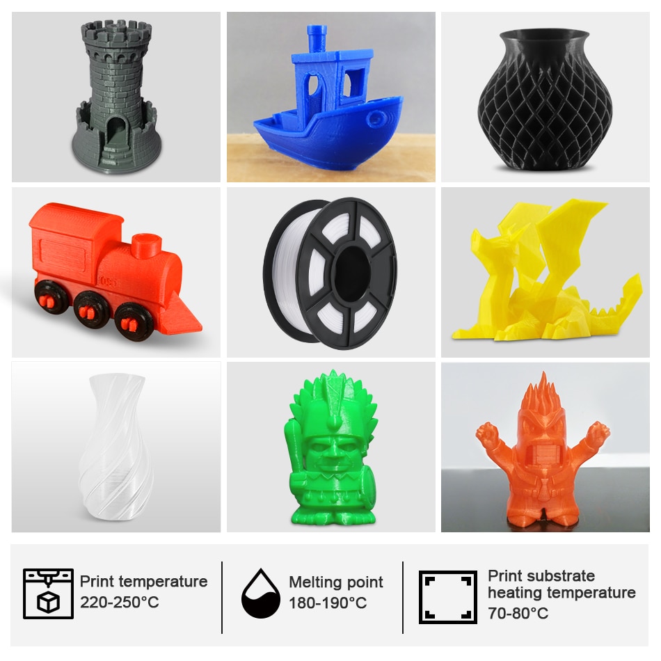 Enotepad PETG 3D Drucker Filament 1kg 2,2 £ Mit Toleranz +/-0,02mm 100% keine blasiert Spule 1,75mm unterstützung