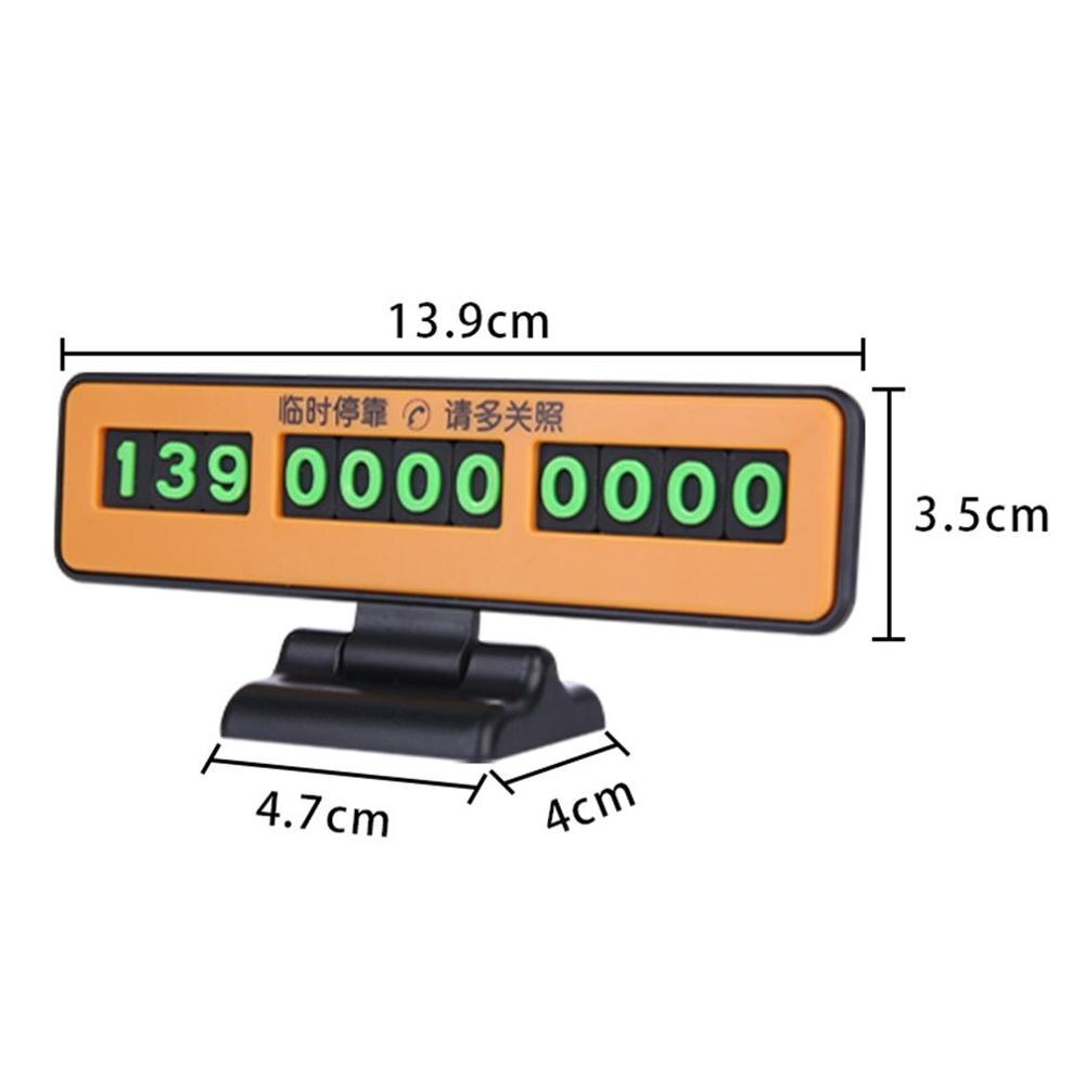 Car Luminous Parking Card Hide Temporary Parking Card Parking Number Card Mobile Phone Number Plate Moving Car Use Orange