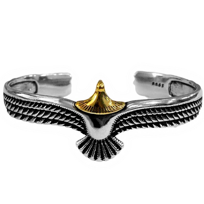 Viking Eagle Manchet Armband Valentijnsdag Cadeau Voor Vriendje Verstelbare Open Tribal Wildlife Sieraden Indian Eagle Wing Armband: Goud-kleur