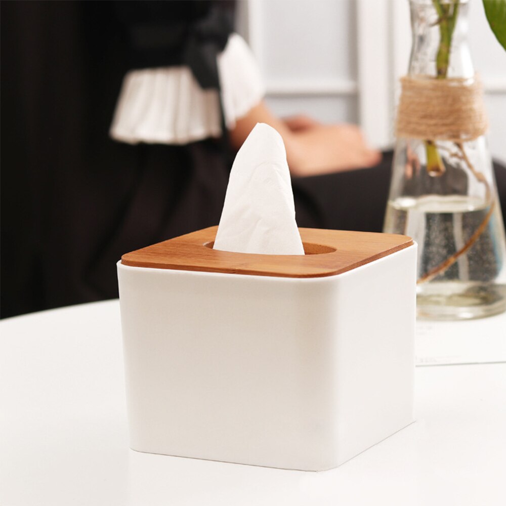 Tissue Box, Moisture-Proof Dust-Proof Bamboo Tissue Box For Toilet Bedroom And Office, Multi-Functional Mobile Phone Placing Box