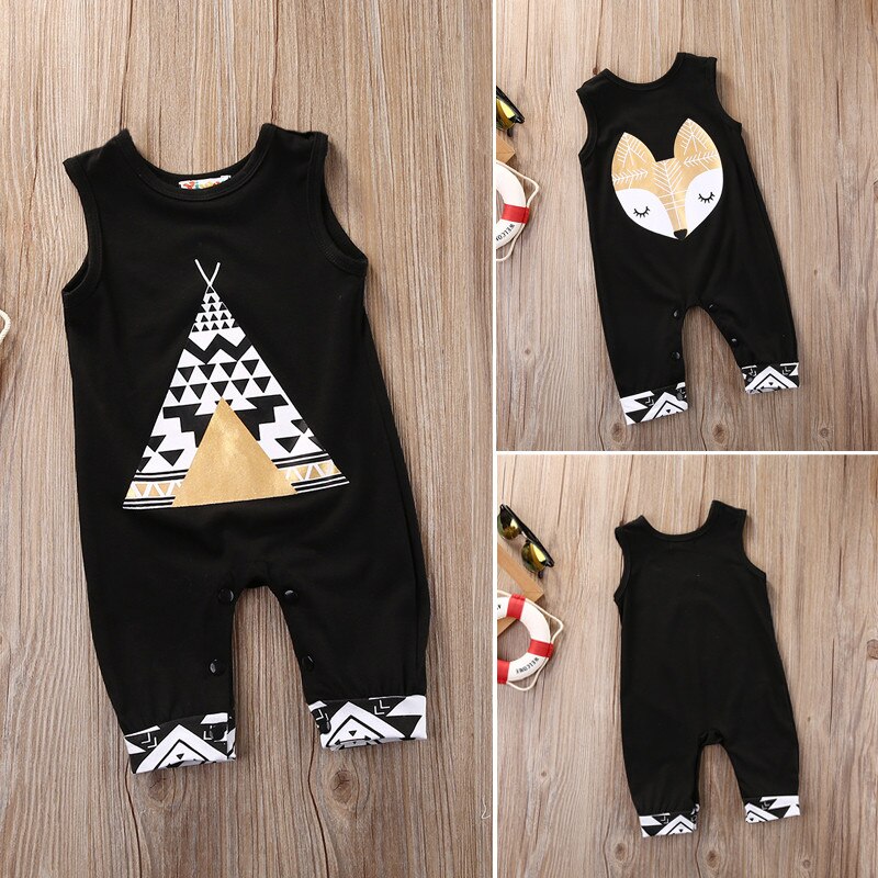 Cotton Newborn Infant Baby Boy Girl Sleeveless Romper Jumpsuit Clothes Outfis Size 0-24M